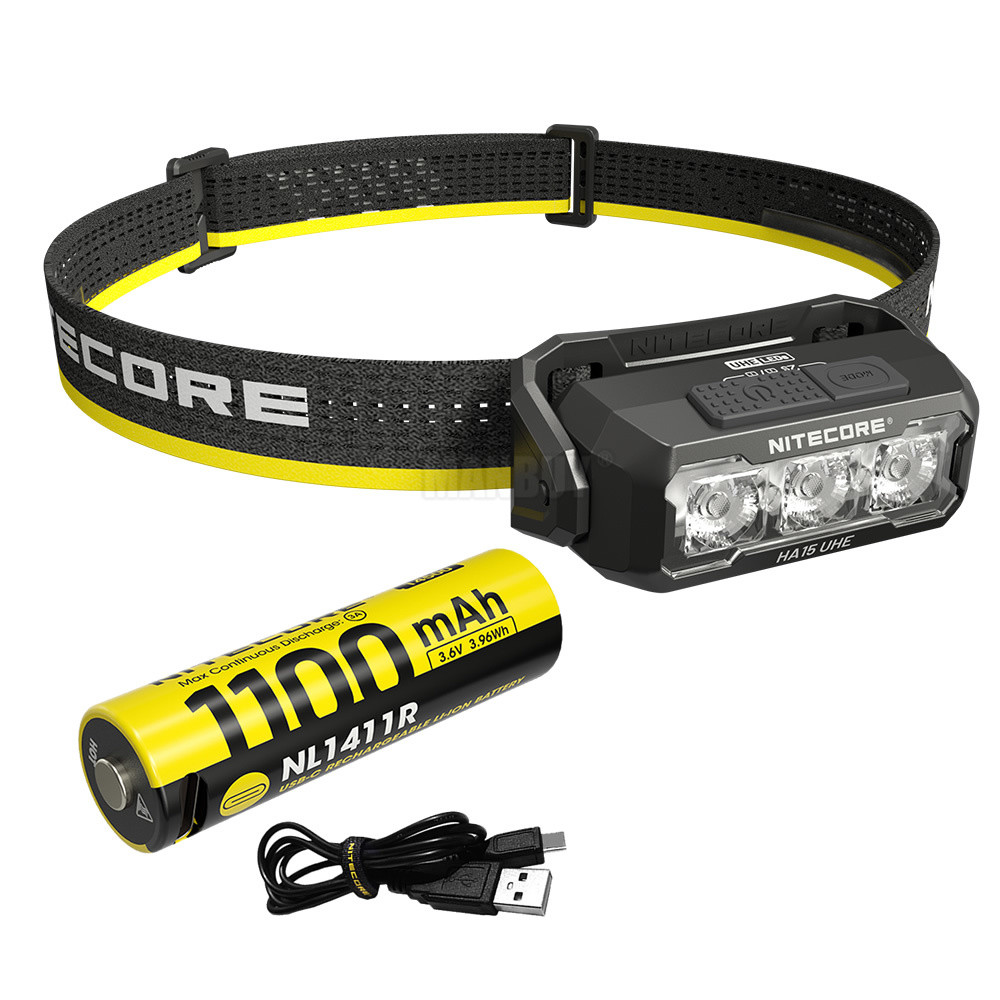 Nitecore HA15 UHE 400 Lumens ไฟหน้าแคมป์ปิ้งกลางแจ้งน้ําหนักเบาพิเศษอเนกประสงค์