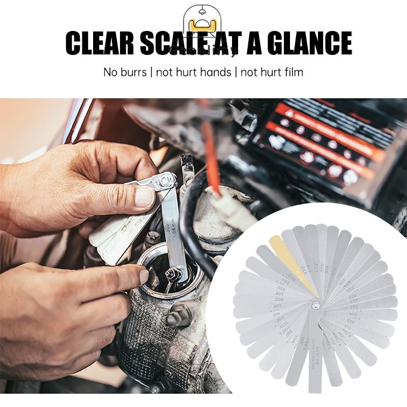 ฟิลเลอร์เกจ 32 ใบ สแตนเลส ตั้งวาล์ว วัดระยะลูกสูบ เกจ์วัดความหนา เกจ์วัดช่องว่าง วัดระยะห่างวาล์ว เครื่องวัดร่อง ✨Geoo - รูปที่ 3