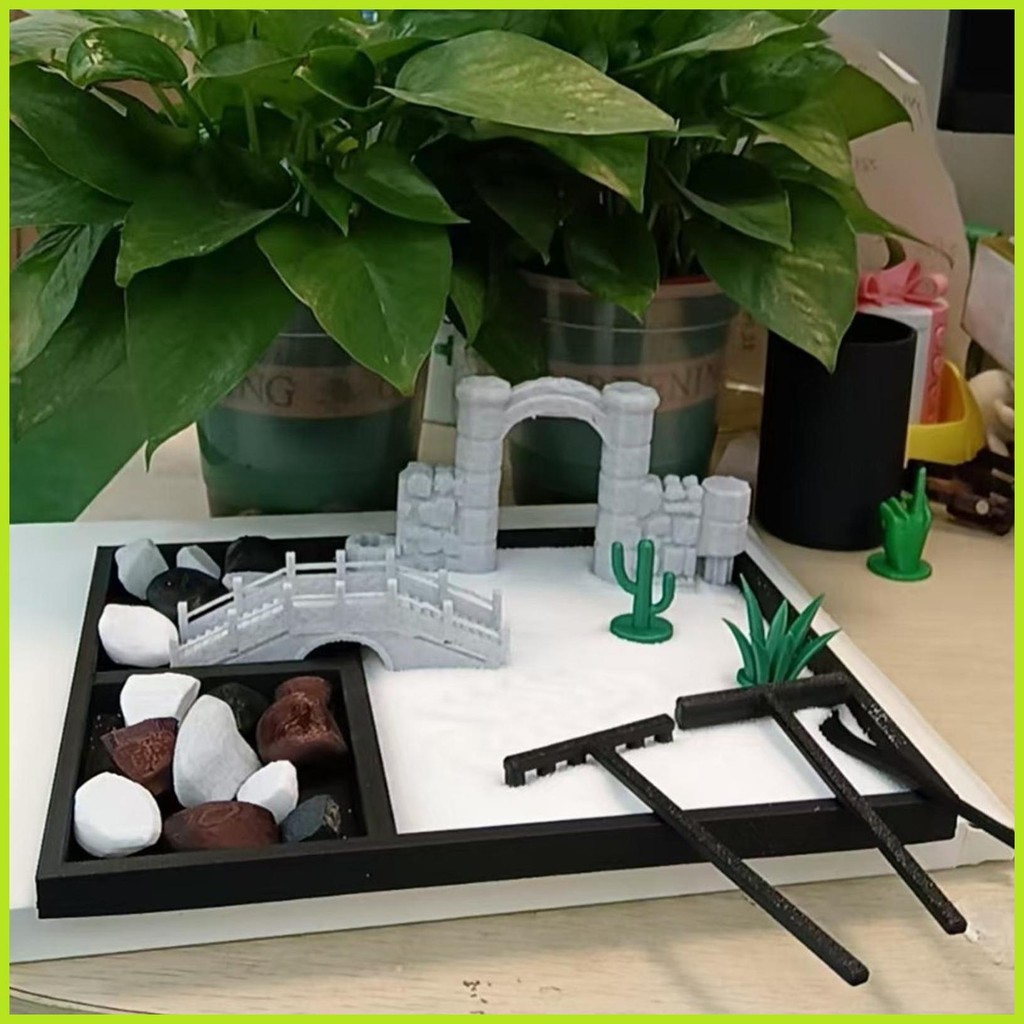 Zen ทรายสวนถาดทราย Zen Garden ชุดญี่ปุ่นโต๊ะ Rock Sand Zen Decor ขนาดเล็กสมาธิ Zen Garden ชุด unhcxe