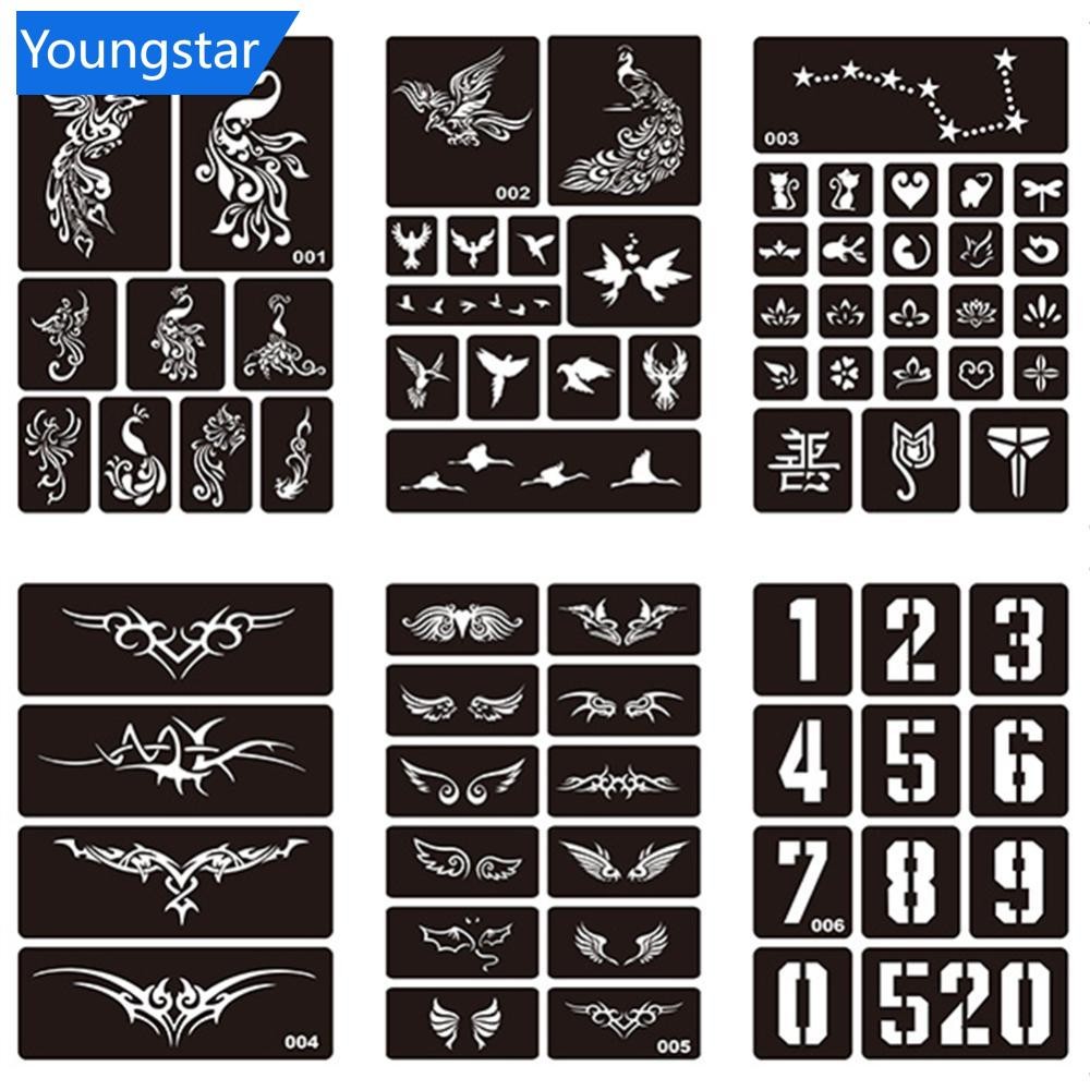 FFY 40 รูปแบบ Hollow Henna Tattoo Stencil Template ใหม่ Body Hand Art วางวาดชั่วคราว Tattoo Template
