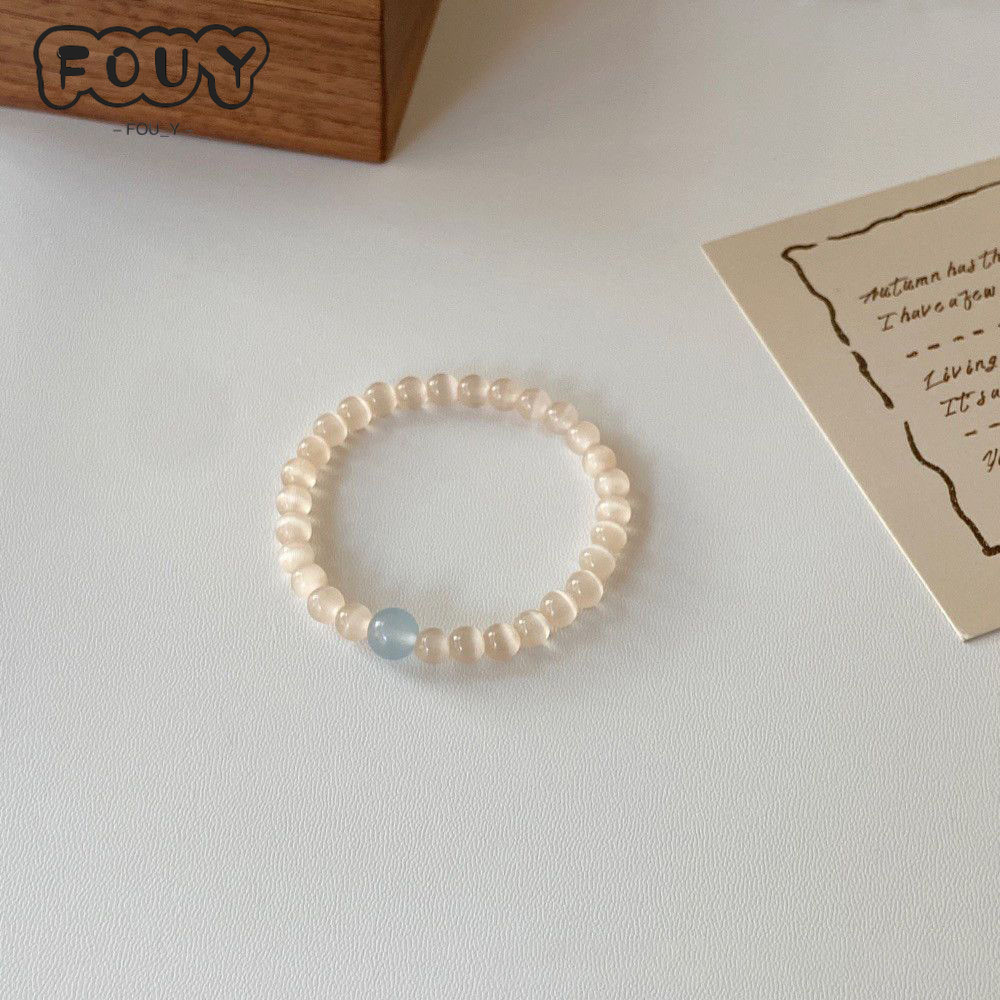 [Fou you] Coconut Milk Frozen Opal Bracelet Bracelet Bracelet-Retro Niche Bracelet Design Beaded Ice