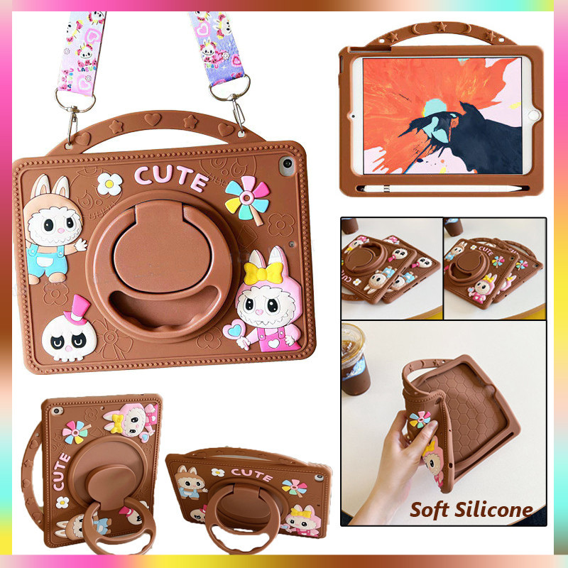 สําหรับ Infinix Xpad 20 X Pad 20 Pro 12 "2025 360 องศาหมุนซิลิกาเจลเด็กปลอดภัยการ์ตูนสายคล้องแท็บเล็