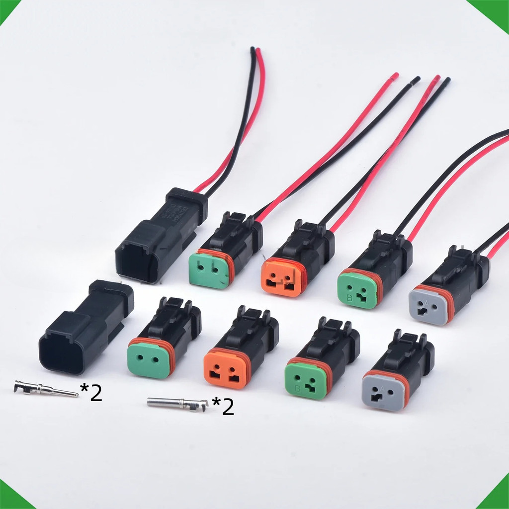 2 Pin Auto กันน้ํา Connector ไฟหน้ารถขุดสายไฟ pigtail ปลั๊กสําหรับ Deutsch DT06-2S DT04-2P ABCD 4 ปร