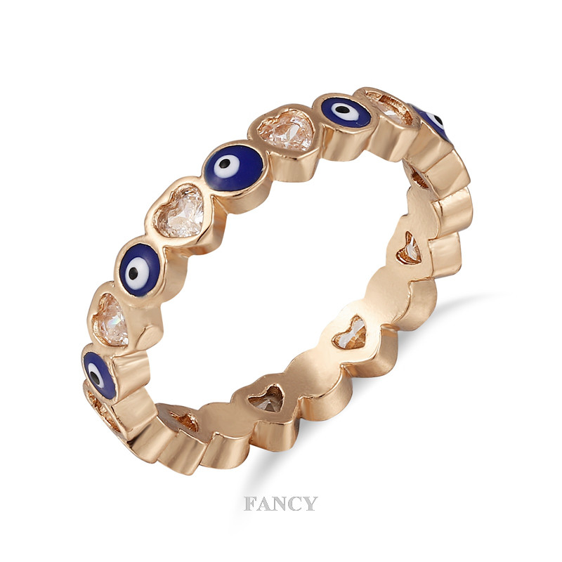 Lucky Evil Eye Eternity Ring Band Engaement Band น่ารักสาวผู้หญิง Zirconia Evil Eye แหวนนิ้วมือ