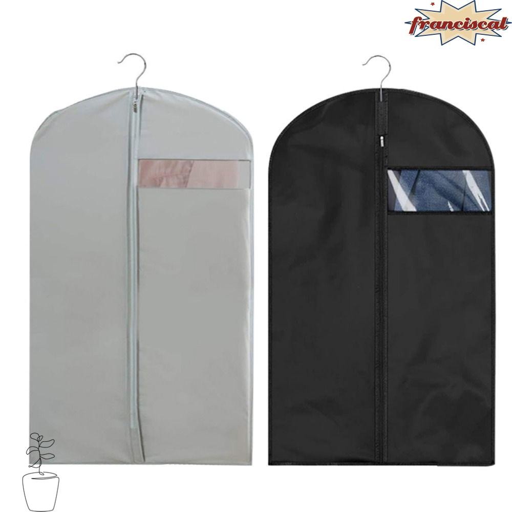 Franciscal กระเป๋าเก็บของแบบแขวน, สีดําสีเทา PEVA ถุงเก็บฝุ่นเสื้อผ้าที่ทนทานผ้าคลุมเสื้อผ้าตู้เสื้อผ้ากันน้ําเสื้อสูท