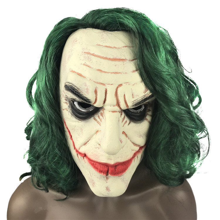 Horror Flake joker Green Hair joker Mask Prom Dress Up Props ฮาโลวีน Dark Knight Mask