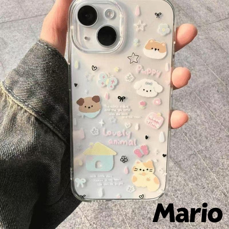 🔥Mario🔥IPhone14 11 13 15 12 16Pro Max XR X XS Max 7 8 Plus การ์ตูนหมาผีเสื้อน่ารัก คู่ คำนับความสนุก คนรัก ความหรูหราเคส
