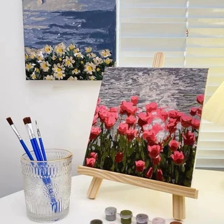 BUJOY [มีเฟรม] 20*20 ซม ระบายสีตามตัวเลข ภาพวาดตกแต่งอะคริลิก ของเล่นวาดภาพ ของขวัญเด็ก กระตุ้นจินตนาการ