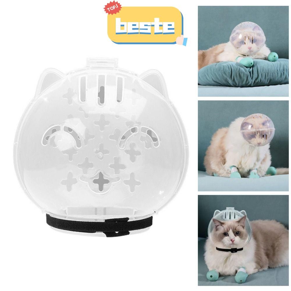 BESTE Breathable Cat Muzzle, Anti-Bite โปร่งใส Cat Space Hood, Anti-Licking Cat Grooming อุปกรณ์เสริม Anti Scratch Cat ฝาครอบหมวกนิรภัย