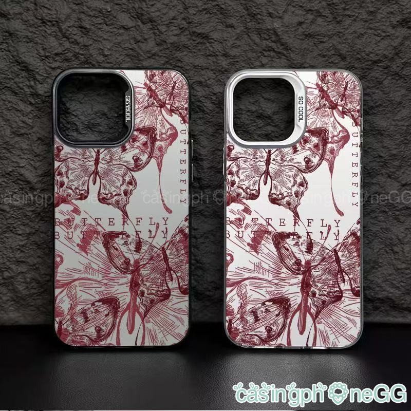 เหมาะสําหรับ VIVO Y02S Y15 16 Y17 Y20 Y21 Y38 Y93 Creative wine red butterfly anti-drop เคสโทรศัพท์,