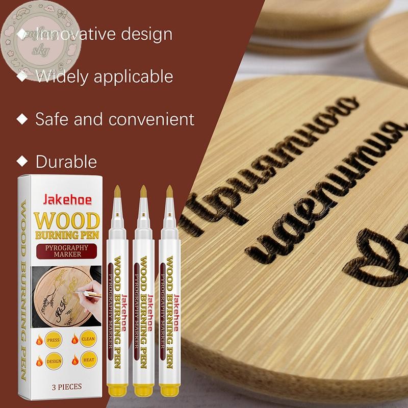 PUSKY 3 ชิ้นไม้ Burning Marker ปากกา Scorch ปากกาสําหรับไม้ BurnWood Burn Marker ปากกาไม้ Burning Marker ปากกา TH
