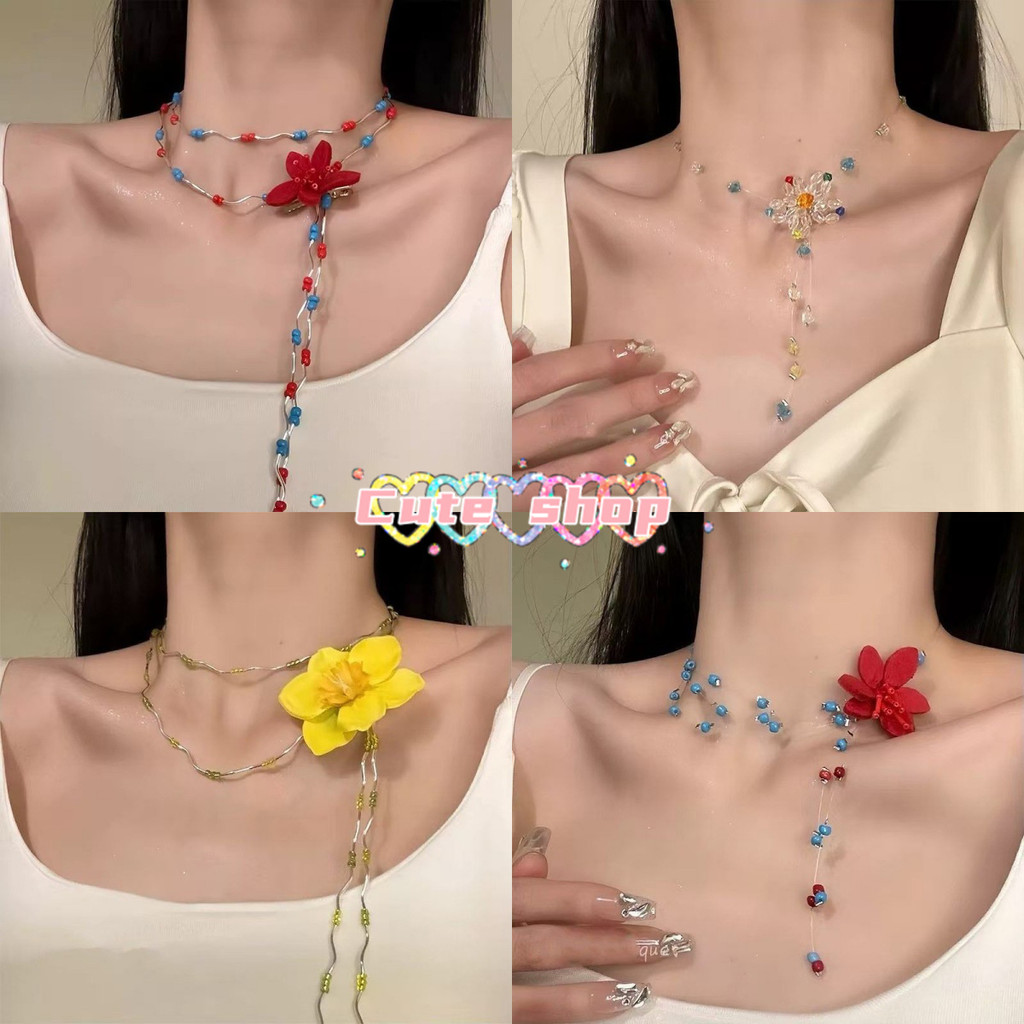 สร้อยคอลูกปัด    dopamine   วินเทจ   แฟชั่น  งู   สร้อยคอสวยๆ   ดอกไม้ประดับมีให้เลือกหลายสไตล์