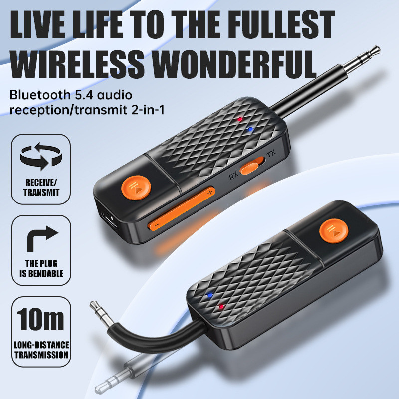 T90 บลูทูธ 5.0 ตัวรับส่งสัญญาณเสียงตัวรับสัญญาณไร้สาย 3.5 มม.อะแดปเตอร์ Aux รถ in-Flight TV สเตอริโอ