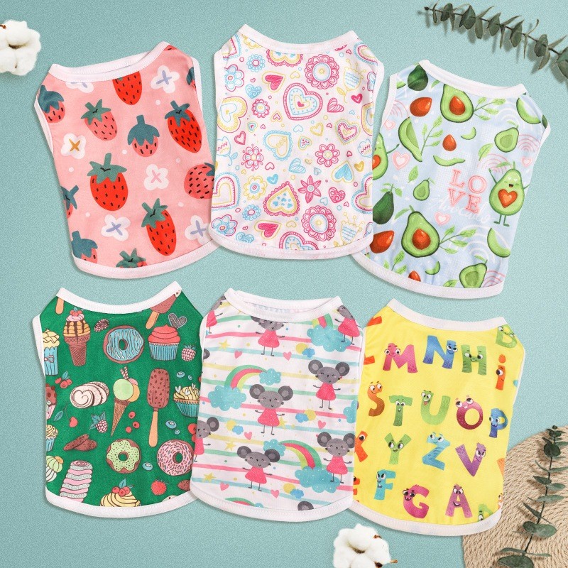 เสื้อผ้าสุนัข Shih Tzu 9 สี | เสื้อกั๊กสัตว์เลี้ยงการ์ตูนน่ารักสําหรับลูกสุนัขและแมว | เสื้อยืดระบายอากาศฤดูร้อน | เครื่องแต่งกายสัตว์เลี้ยงผ้าฝ้าย