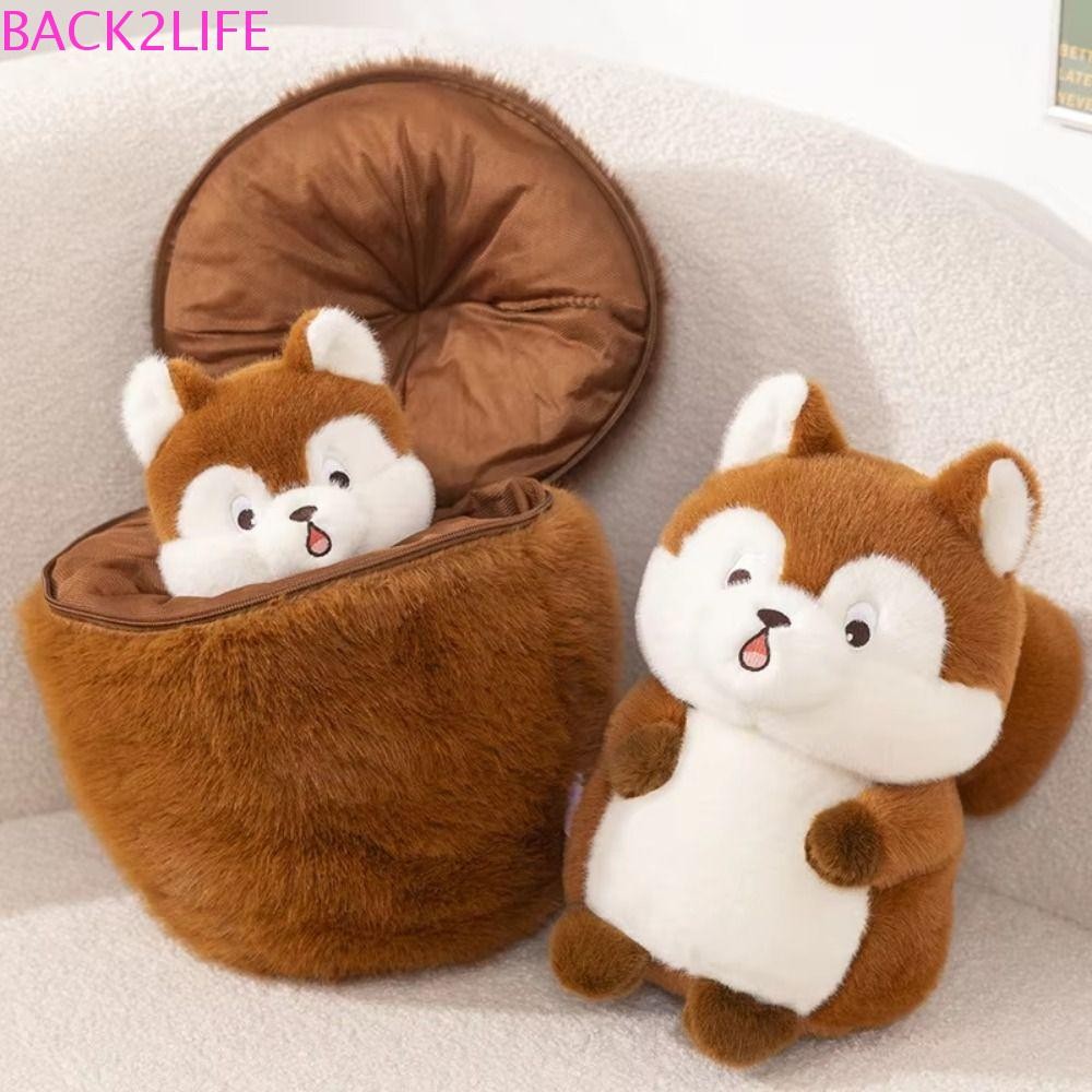 Back2life Pine Cone ตุ๊กตาตุ๊กตา,นุ่มกระรอกปุย 2 in 1 ของเล่นตุ๊กตา,กระรอก Pinecone ของเล่นการ์ตูน Ins ที่ถอดออกได้สัตว์นุ่มเด็กของขวัญ