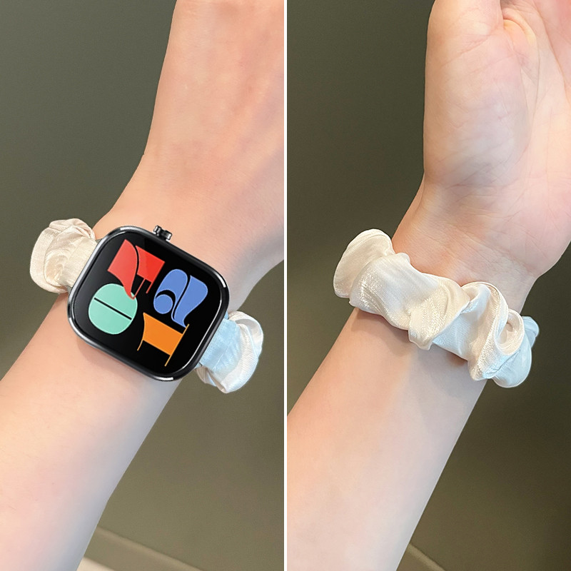 สุภาพสตรีผม Scrunthie ยืดหยุ่นนาฬิกาสําหรับ Mibro C4 สมาร์ทสายรัดข้อมือสร้อยข้อมือสําหรับ Mibro Lite 2 3 Pro นาฬิกาอุปกรณ์เสริม