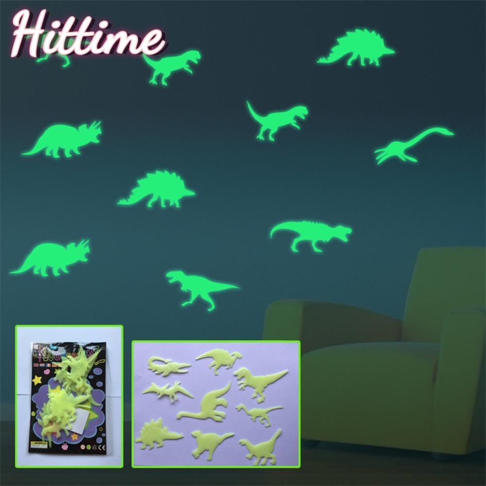 Hittime เรืองแสงใน Dark ไดโนเสาร์สติ๊กเกอร์ติดผนัง Jurassic World Luminous สติ๊กเกอร์ติดผนังเด็ก Decal เรืองแสงตกแต่งบ้าน B7G4[NVEP]