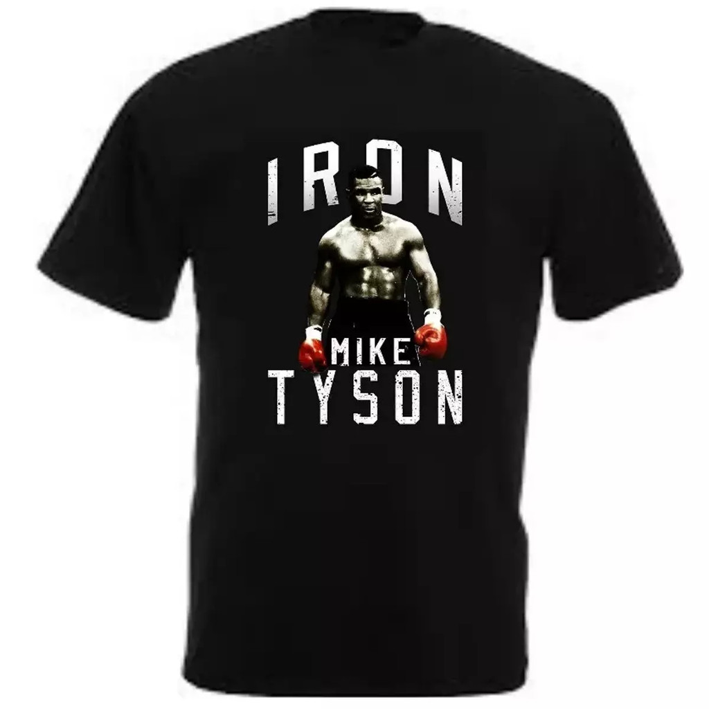 Mike Tyson Boxing เสื้อยืดสีดําแขนสั้นทุกขนาด Unisex