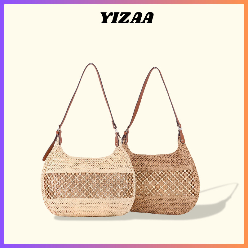 กระเป๋าสานไปทะเลใบใหญ่ กระเป๋าสานสไตล์เกาหลี สานลาย กระเป๋าสานสะพาย แฟชั่นสําหรับสตรี ไปทะเล P316