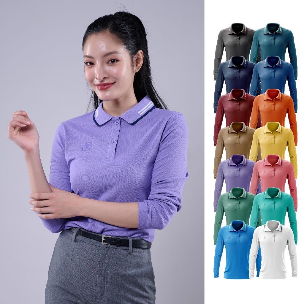 PEGAN เสื้อโปโลเบสิคหญิง แขนยาว รุ่น 16-24080 (ไม่มีกระเป๋า) เนื้อผ้าไม่โครจูติ