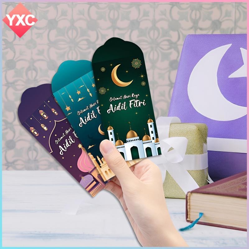 [ขายส่ง]36 ชิ้น 2025 Eid Mubarak Hari Raya Sampul Duit Raya Duit Raya Packet Long Malaysia Green Env
