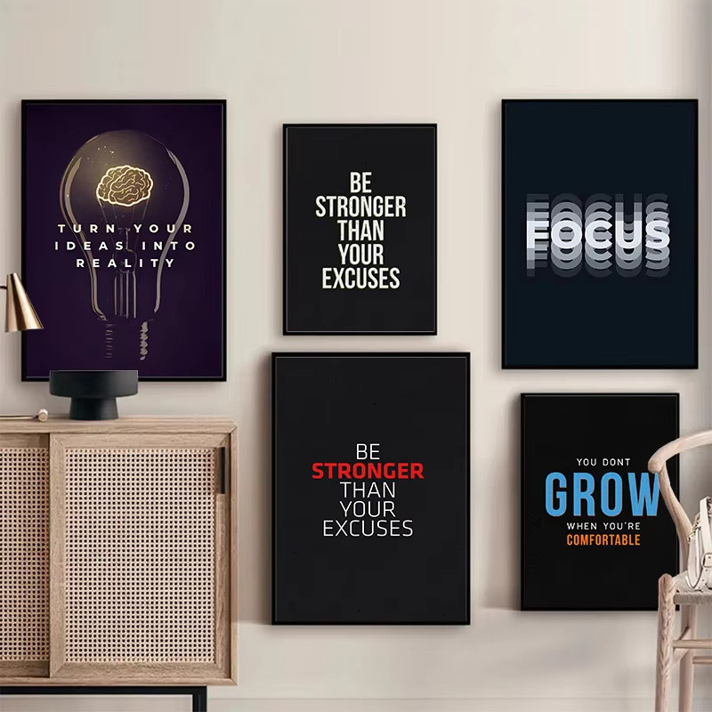 คําคมสร้างแรงบันดาลใจผ้าใบโปสเตอร์สร้างแรงบันดาลใจพระภาพผนังศิลปะสําหรับห้องนั่งเล่นห้องนอนบาร์คลับสํานักงานตกแต่งบ้านที่ทัน