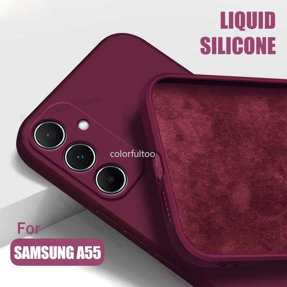 SAMSUNG คู่เคสโทรศัพท์สําหรับSamsung Galaxy A07 A17 A56 A55 A36 A26 A16 A06 SamsungA16 4G 5Gแฟชั่นสแควร์ซิลิโคนเหลวปลอกSoft TPUกล้องป้องกันกันชนกันกระแทกปกหลัง