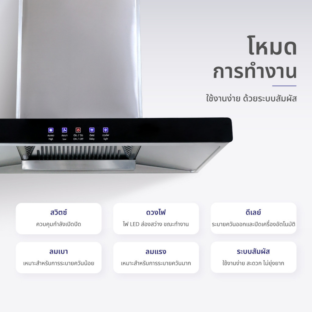 KASHIWA รุ่น PSD-203D เครื่องดูดควัน เครื่องดูดควันขนาดใหญ่ เครื่องดูดควันในครัว ขนาด 90 ซม. ราคา ถูกที่สุด ดีลบีเคเค แกลเลอรีภาพที่ 4