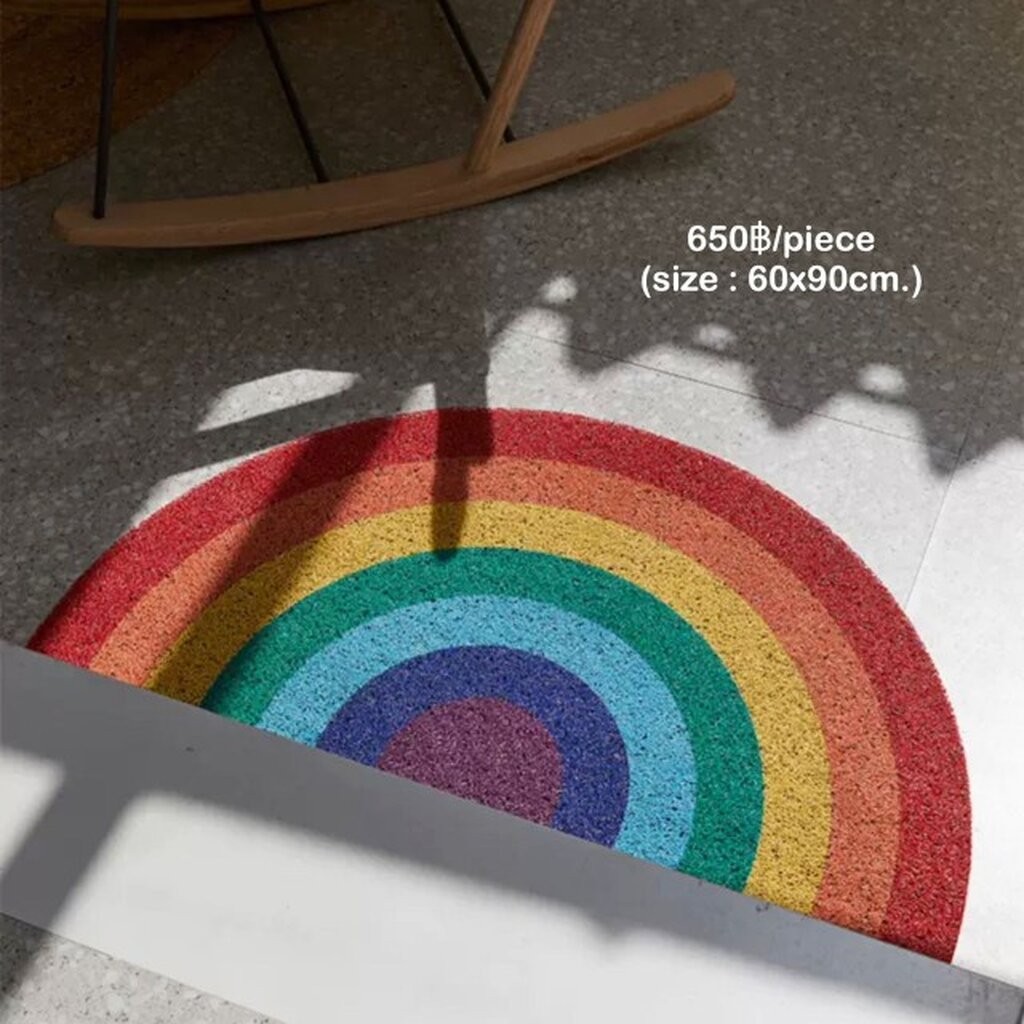 พรมดักฝุ่นสายรุ้ง / เนื้อพีวีซี สัมผัสนุ่ม ไม่บาดเท้า