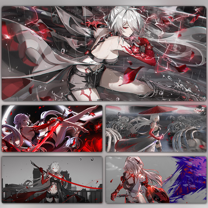 แผ่นรองเมาส์ Acheron Honkai ที่ปรับแต่งได้ขนาดใหญ่: แผ่นรองโต๊ะแป้นพิมพ์คอมพิวเตอร์สําหรับเล่นเกม St