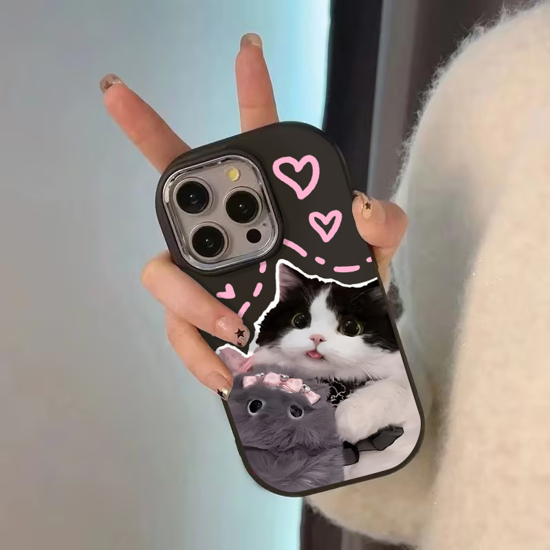 เคส เข้ากันได้กับ เคสไอโฟน 16 XR 11 16 13 15 12 14 Pro Max 15 7 8 Plus X XS Max SE 2020 เคสตุ๊กตาหมูแมวหนูการ์ตูนน่ารัก - รูปที่ 4