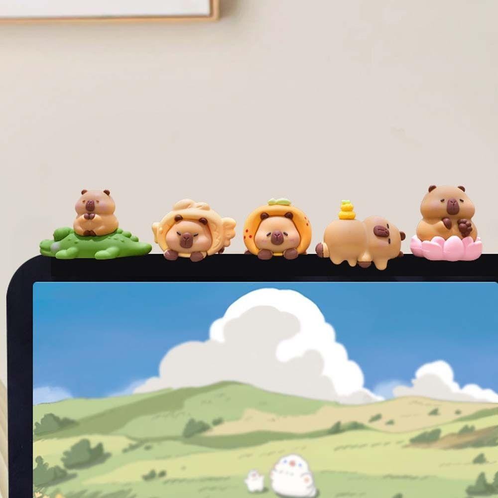 AUGUSTINA Capybara ตุ๊กตาหน้าจอ, ตกแต่ง Navigator หน้าจอคอมพิวเตอร์ตกแต่ง, Creative Kawaii การ์ตูนน่ารักสัตว์ Capybara เครื่องประดับรุ่น TV Monitor - รูปที่ 3