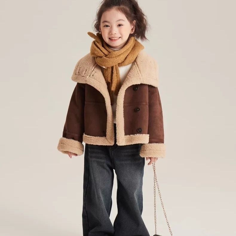 ฤดูหนาวใหม่ - ขนสัตว์เด็กเสื้อผ้าสําหรับเด็กผู้หญิงพับเพิ่มผ้ากํามะหยี่หนาเสื้อโค้ทที่อบอุ่น - รูปที่ 4