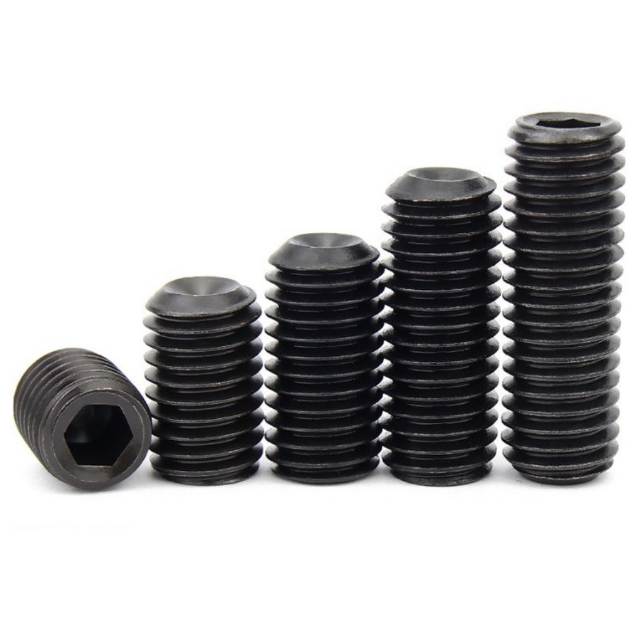 12.9 ชุบดำ ตัวหนอน หกเหลี่ยม ปลายตัด เกลียวมิล สกรู เกรดแข็งพิเศษ Hex Socket Set Screw M1.6/M2/M2.5/M3/M4/M5/M6 (FGH-YL-TH-Y) - รูปที่ 2