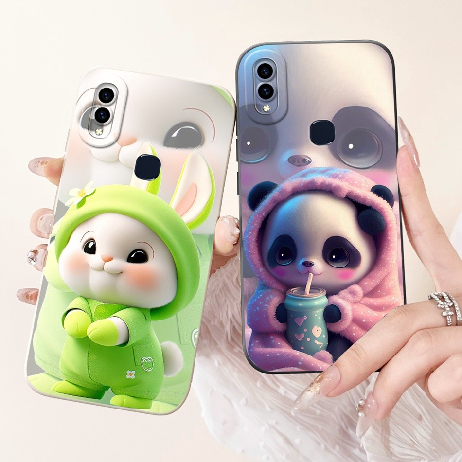 Vivo V11i V11 (อินเดีย) Y97 เคสโทรศัพท์การ์ตูนแพนด้ากระต่ายน่ารัก Vivo 1806 เลนส์ป้องกันปลอกซิลิคอนอ่อน