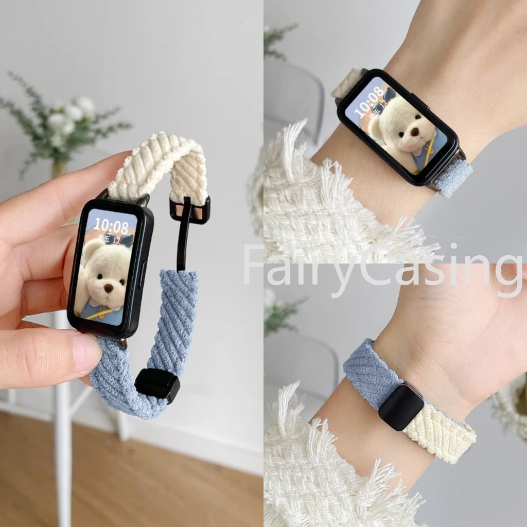 สายรัดผ้าลูกฟูกสําหรับ Huawei Band 11 Pro 10 9 8 NFC อุปกรณ์เสริมเปลี่ยนสายนาฬิกาสําหรับ Huawei Band 9 สายรัดข้อมือแฟชั่น