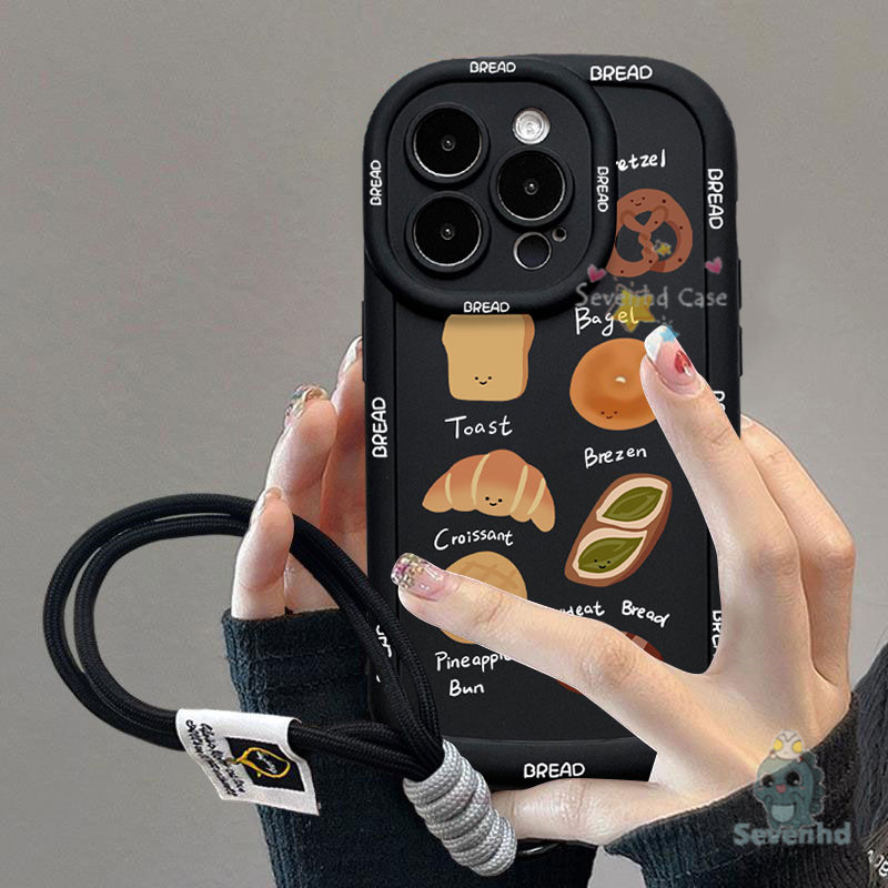 ปลอกอาหารตลกสําหรับiphone 11 16 15 14 13 12 Pro Max X Xr Xs 8 7 6 6s Plus SE 2020 การ์ตูนเยลลี่เคสโทรศัพท์สร้างสรรค์ + โซ่ซิลิโคนกันกระแทกฝาครอบป้องกันของขวัญวันเกิด