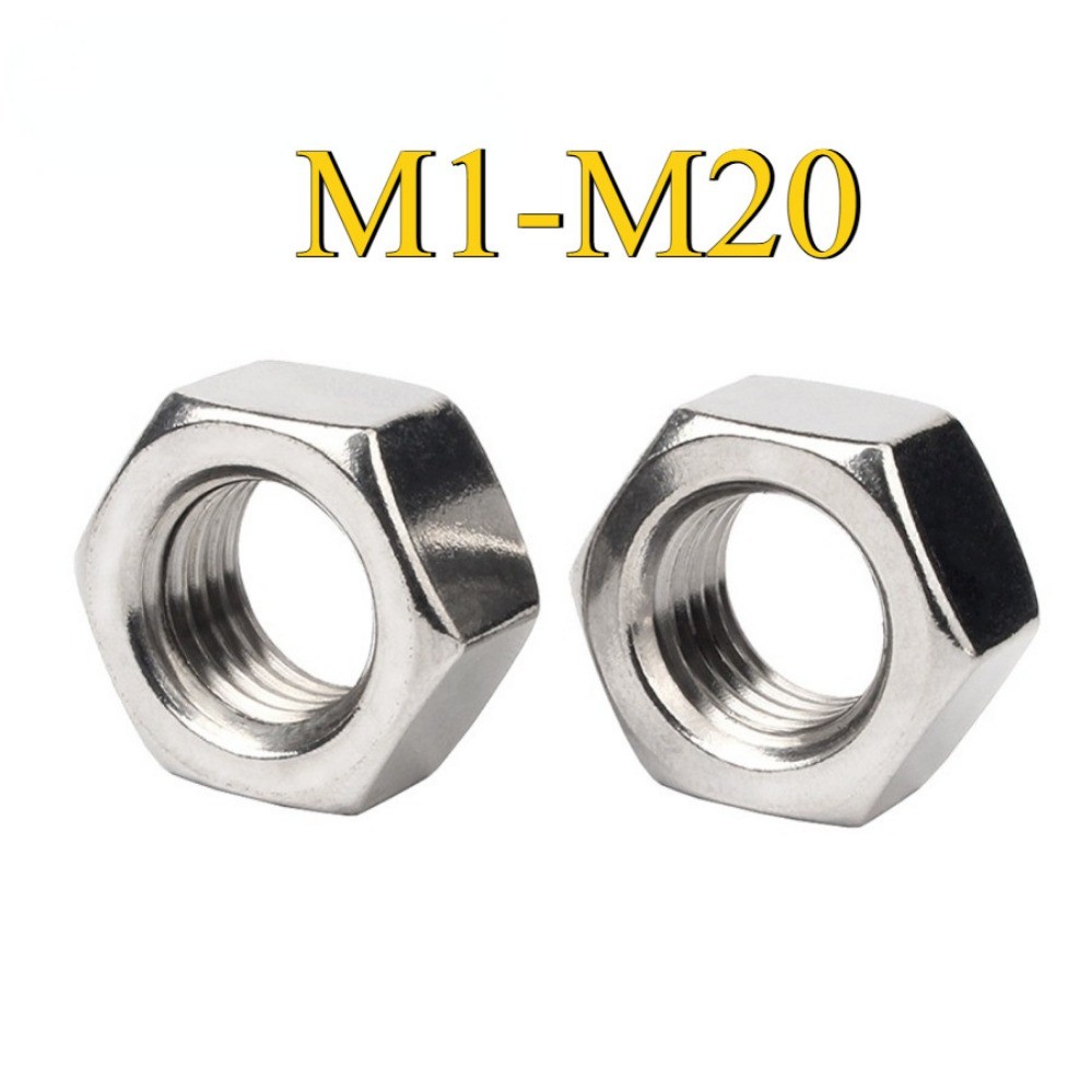 หัวน็อต ตัวเมีย หกเหลี่ยม สแตนเลส 304 เกลียวมิล หยาบ / Hexagon Nut Stainless Steel SUS304 M1.0/M1.2/M1.4 M1.6-M20 (DM1)