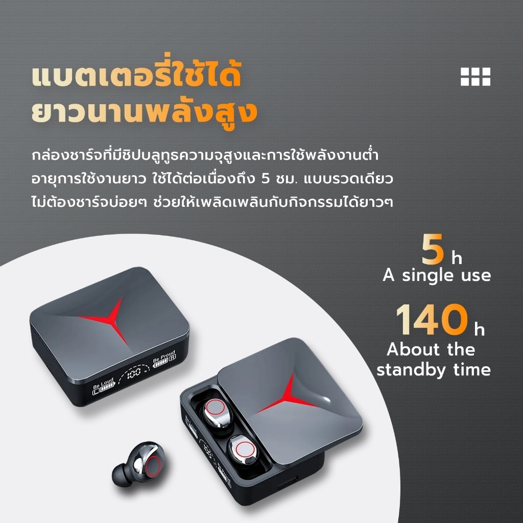 M90 TWS หูฟังบลูทูธไร้สาย สเตอริโอ ความล่าช้าต่ํา พร้อมเคสชาร์จ จอแสดงผลดิจิทัล 5.3 คุยแบบคู่ สําหรับเล่นเกม
