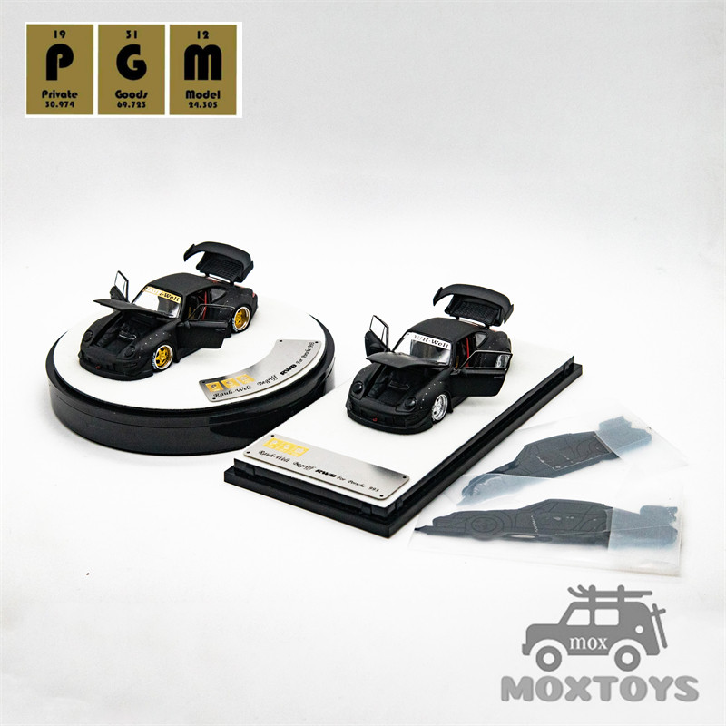 Pgm 1:64 RWB993 สีดําด้านธรรมดาล้อสีเงิน/หรูหราล้อทองDiecast Modle Car