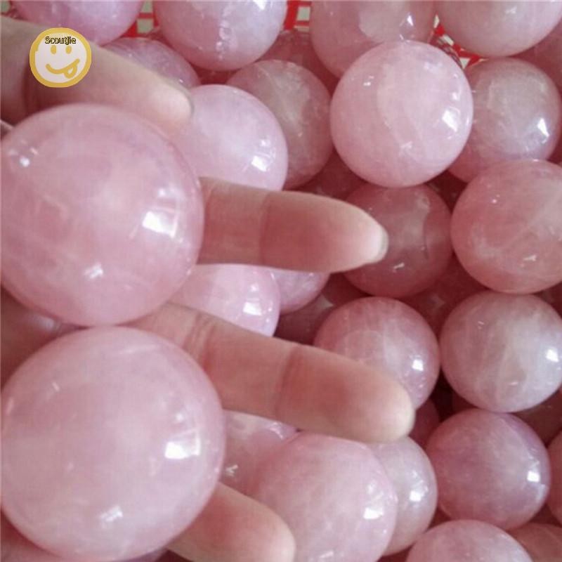 Scoutjie 1pcs Healing คริสตัลธรรมชาติสีชมพู Rose Quartz อัญมณี Divination Sphere 20 มม.TH