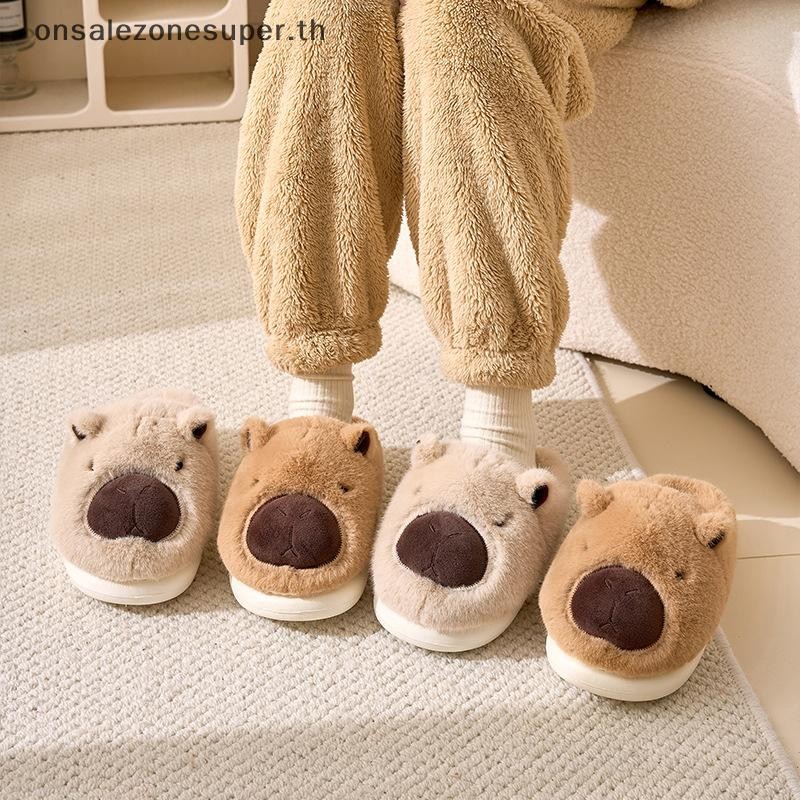 Ons Plush Capybara รองเท้าแตะรองเท้าแตะปิดนิ้วเท้าน่ารัก Slip-on House รองเท้าสบาย Furry เดินรองเท้าลื่นสําหรับห้องนอนในร่มที่ - รูปที่ 7