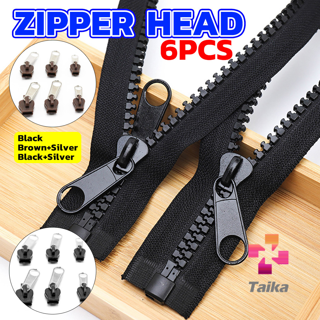 Taika หัวซิปกระเป๋า ชุดซิปซ่อม  มี 6 ชิ้น/เซต เปลี่ยน 3สี Zipper Head