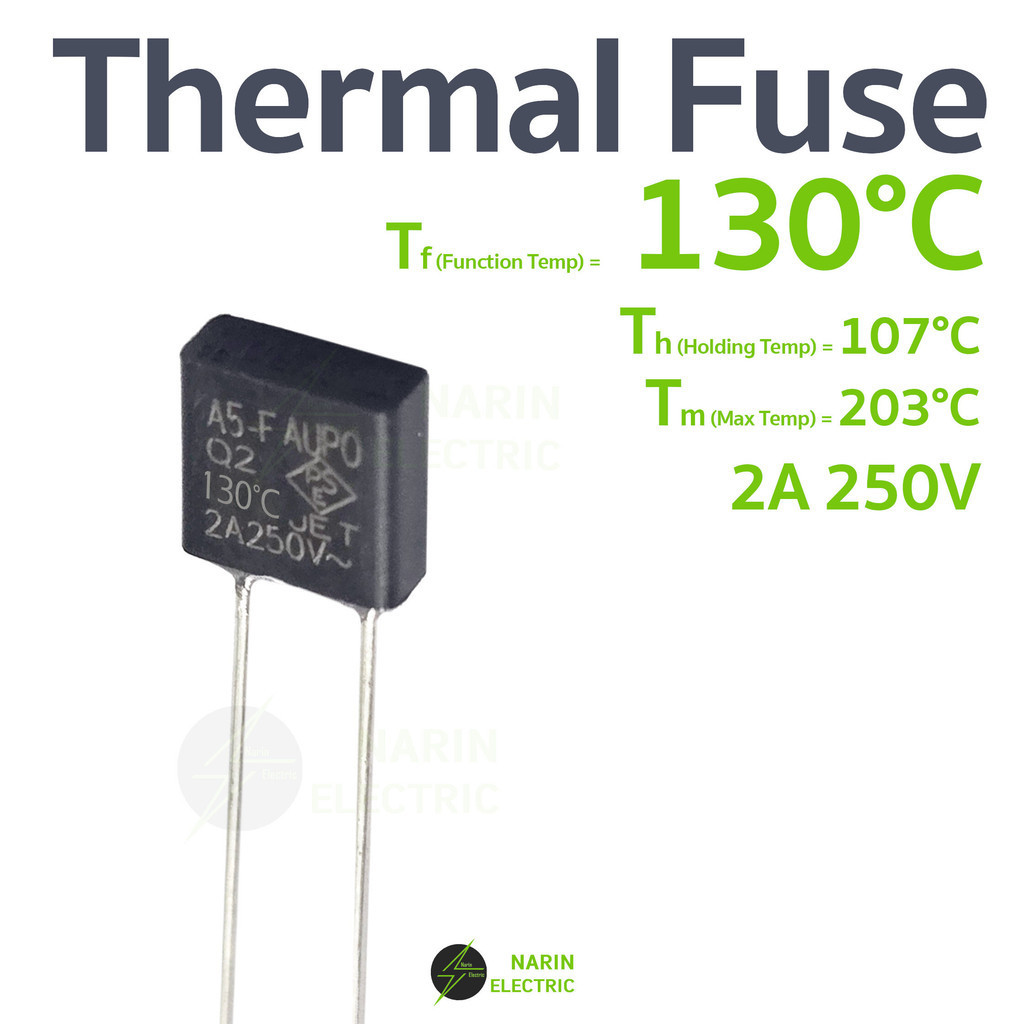 เทอร์โมฟิวส์ Thermal Fuse ฟิวส์ความร้อน 2A 250V หม้อหุงข้าว พัดลม 130C ,135C,145C แบบเหลี่ยม - รูปที่ 2