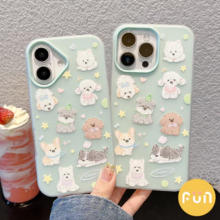 น่ารักแมวสุนัขเคลือบโทรศัพท์มือถือกรณีเข้ากันได้สําหรับ ไอโฟน 16 15 14 13 มือโปร สูงสุด 16โปรแม็กซ์ รูใหญ่ช็อกทนป้องกัน ทีพียู + พีซี 2 ใน 1 ปกหลัง