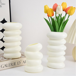 แจกันพลาสติกทรงเกลียว มินิมอลเกาหลี แต่งบ้าน แต่งคาเฟ่ ใส่ดอ…