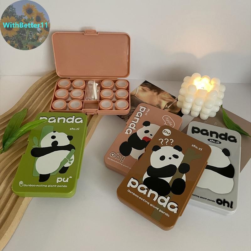 Better น่ารัก Panda คอนแทคเลนส์กระจกบรรจุ 6 คู่ชุดพกพาตาคอนแทคเลนส์ Soak คอนเทนเนอร์กระเป๋า Mini กล่