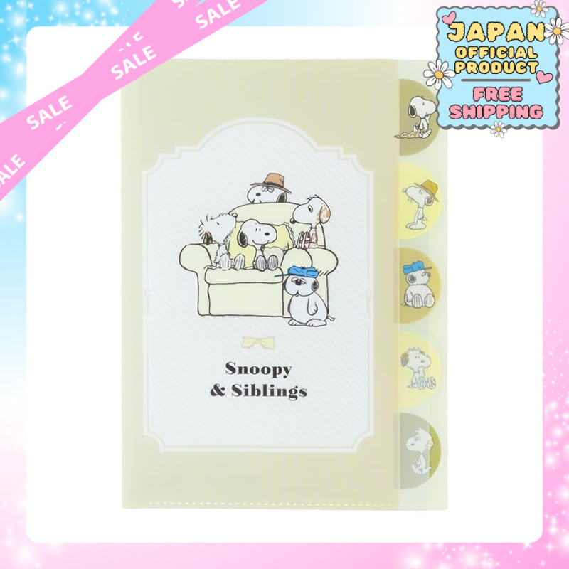 Snoopy Clear File 5 Pocket Relax Siblings Ivory｜Japan Official