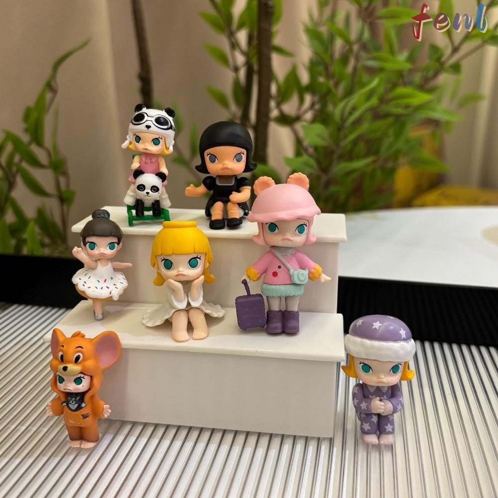 FENL Molly Box, One Day Series POP MART Mini Jewelry, My Childhood Series การ์ตูน POPBEAN Desktop Dolls Model Gift