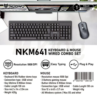 คีย์บอร์ดและเมาส์ แบบสาย Nubwo NKM-641 เชื่อมต่อง่ายแค่เสียบสาย Keyboard & Mouse Wired